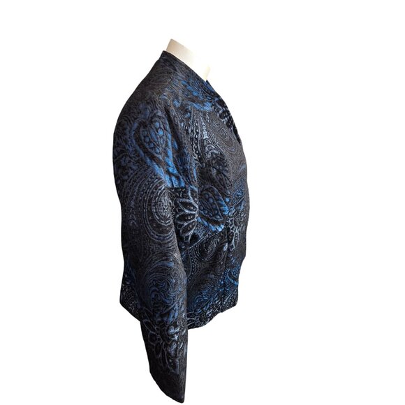 Womens Paisley Patterned Long Sleeve Jacket Blue and Black Plus Size 3X JJ4048 - Picture 4 of 9